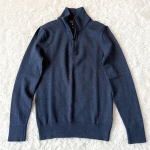 Banana Republic Men Blue 100% Wool 1/4 Zip Knit Sweater XS Classic Preppy Luxury